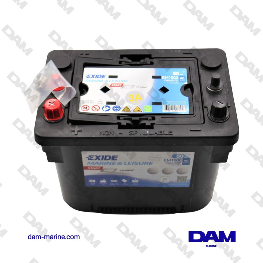 BATTERIE MARINE EXIDE START AGM 50A -1000AH
