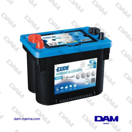 BATTERIE MARINE EXIDE DUAL AGM 50A - 750AH