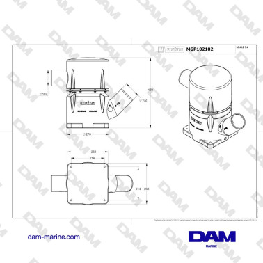 WATERLOCK SYNTHETIQUE TYPE MGP, ENTREE 102 MM - 45 DEGRES, SORTIE 102 MM