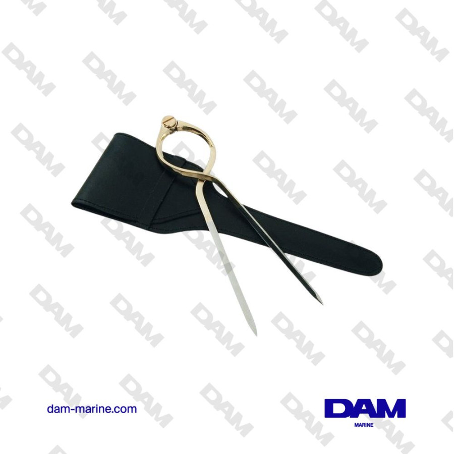 COMPAS LYRE LAITON POINTE INOX + ETUI CUIR