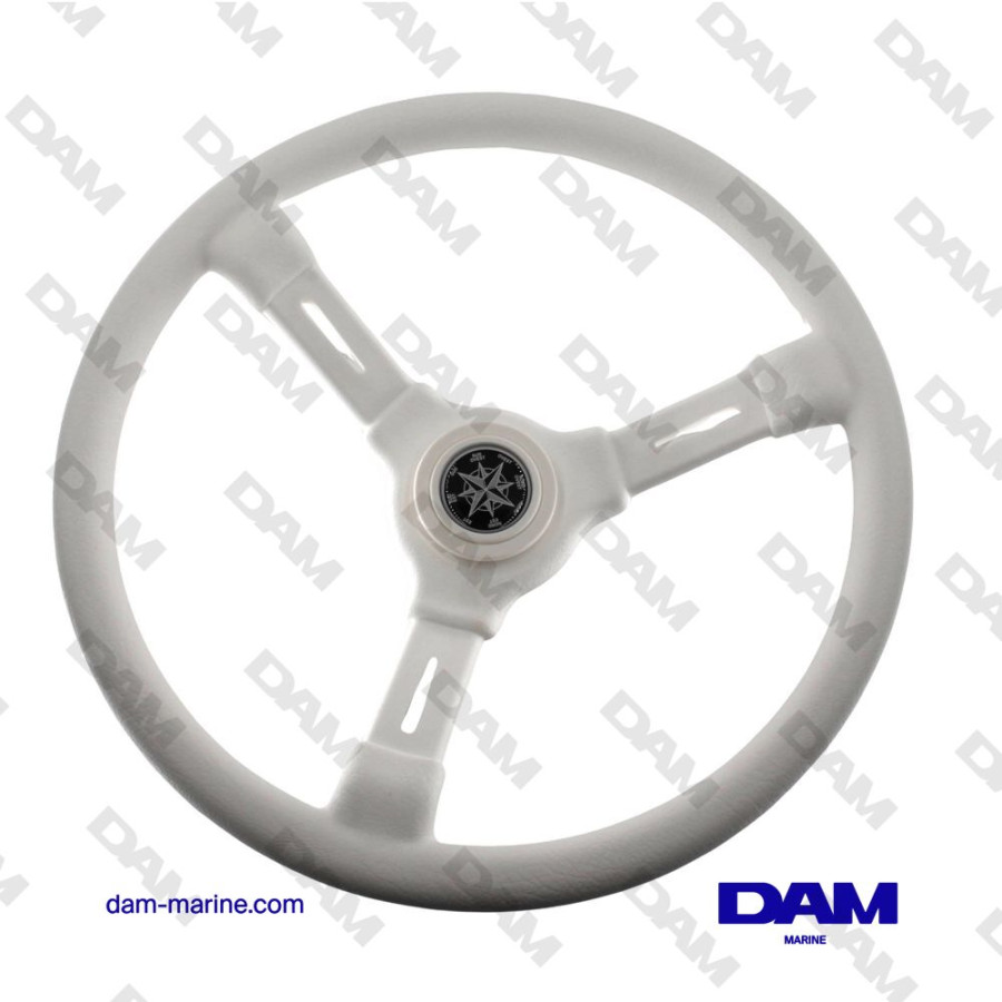 355MM WHITE 3-SPOKE STEERING WHEEL