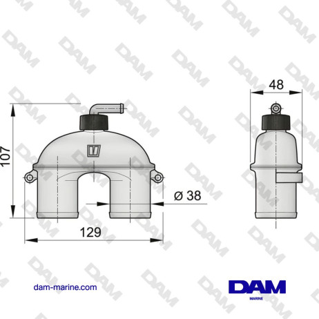 ANTI-SIPHON ELBOW TYPE ASD 38 MM WITH VALVE