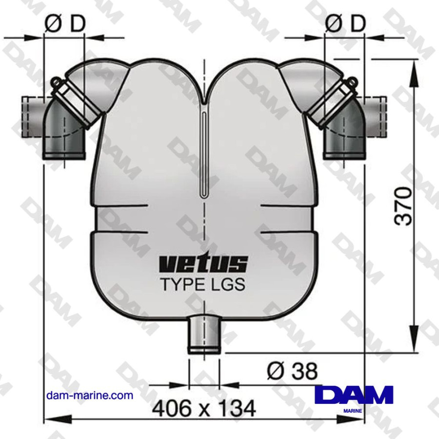 EXHAUST GAS SEPARATOR Ø 38 MM WITH Ø 50 MM CONNECTION
