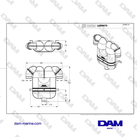 EXHAUST GAS SEPARATOR Ø 75 WITH Ø 95 MM CONNECTION, 360° ROTATABLE