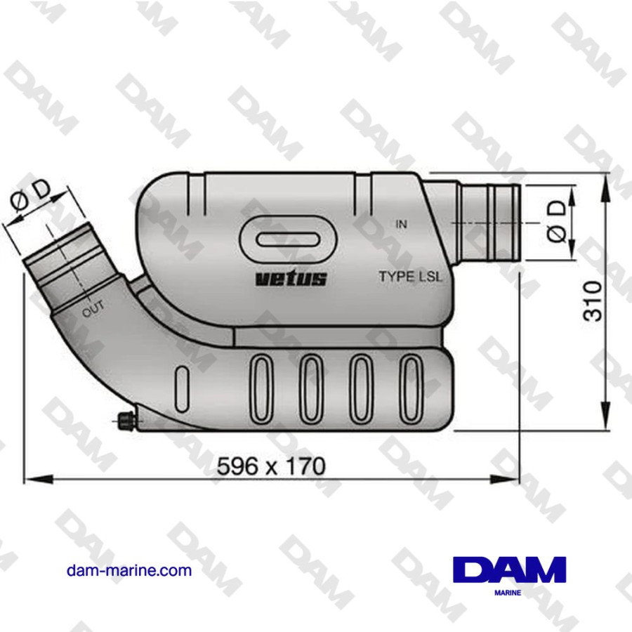 CIERRE DE AGUA VETUS SINTÉTICO TIPO LSL60, Ø 60 MM