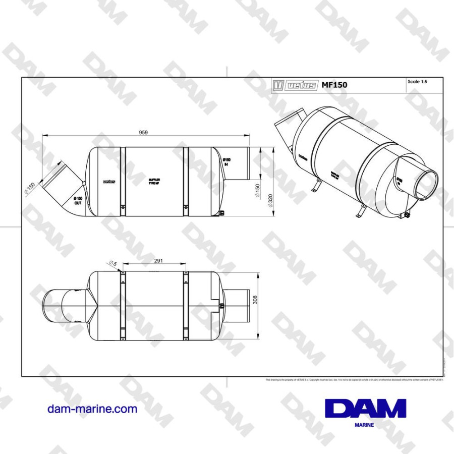SILENCIEUX SYNTHETIQUE MF150, Ø 150 MM (CLAPET BATTANT EXCLUS)