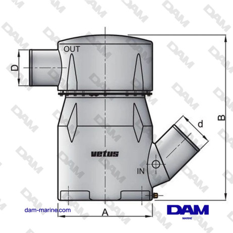 WATERLOCK SYNTHETIQUE, TYPE MGL, ENTREE 203 MM-45 DEGRES, SORTIE 254 MM
