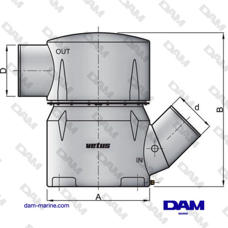 WATERLOCK SYNTHETIQUE, TYPE MGS, ENTREE 127 MM-45 DEGRES, SORTIE 152 MM
