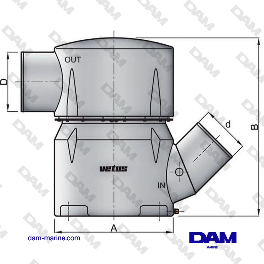 WATERLOCK SYNTHETIQUE, TYPE MGS, ENTREE 152 MM-45 DEGRES, SORTIE 152 MM