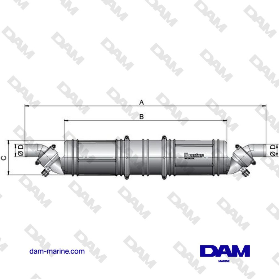 SERRATURA / SILENZIATORE NLP340 (5 LS), 40 MM CON USCITE ORIENTABILI