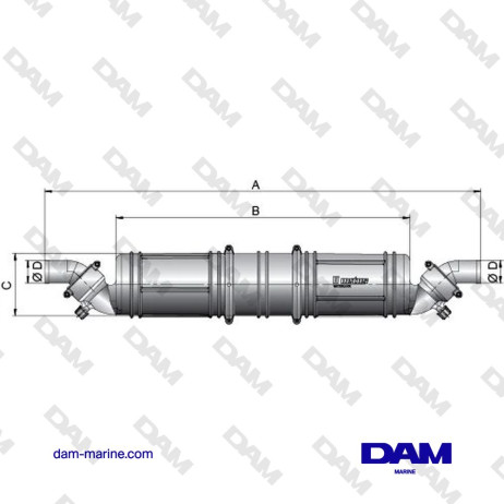 WATERLOCK / SILENCER NLP345 (5 LS), 45 MM WITH ORIENTABLE OUTLETS