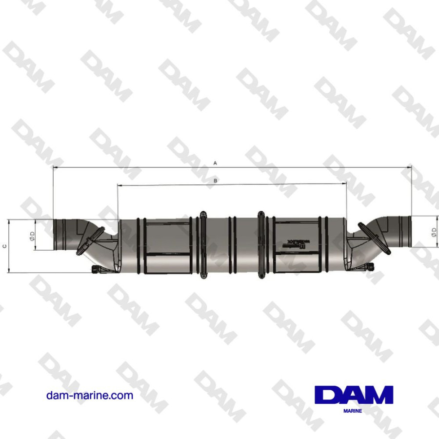 WATERLOCK /SILENCIEUX NLP360 (10 LS), 75 MM AVEC SORTIES ORIENTABLES