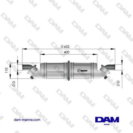 WATERLOCK VETUS - HORIZONTAL INSTALLATION - NLPH45 - Ø45MM