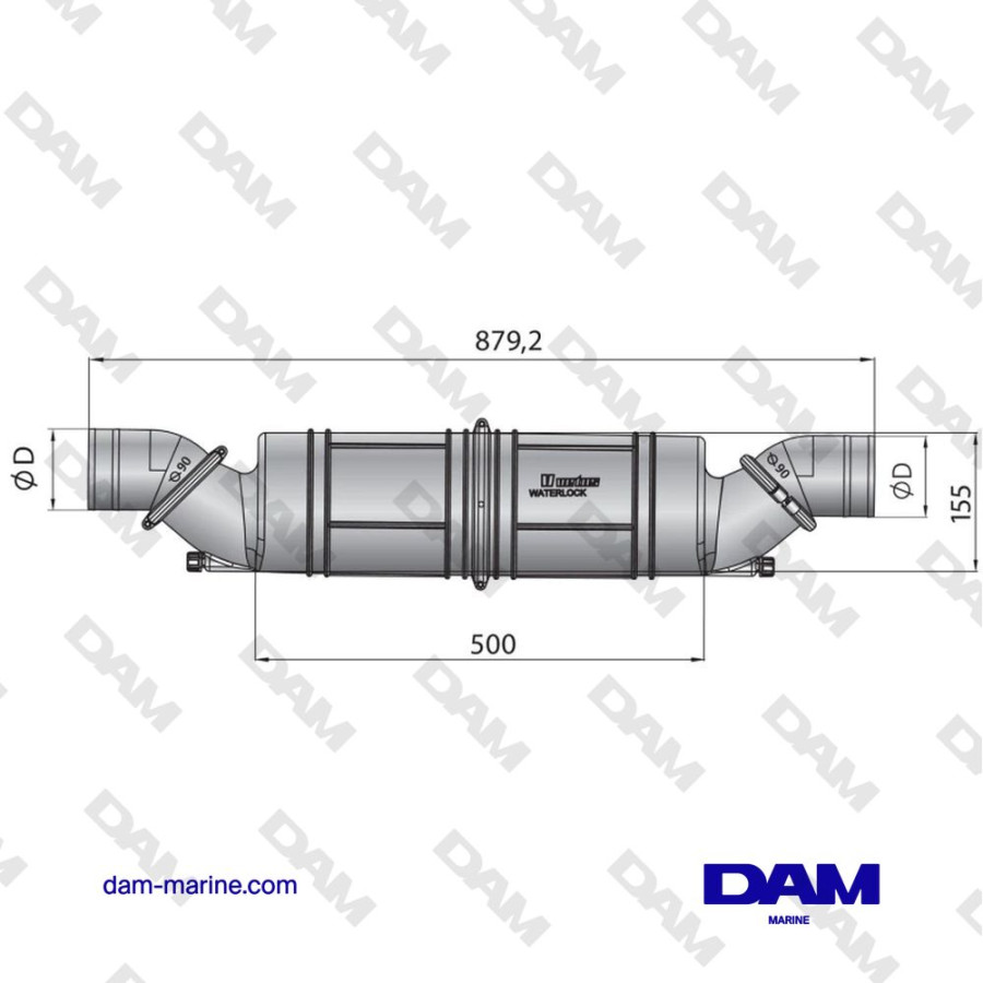 WATERLOCK VETUS - INSTALLATION HORIZONTALE - NLPH90 - Ø90MM