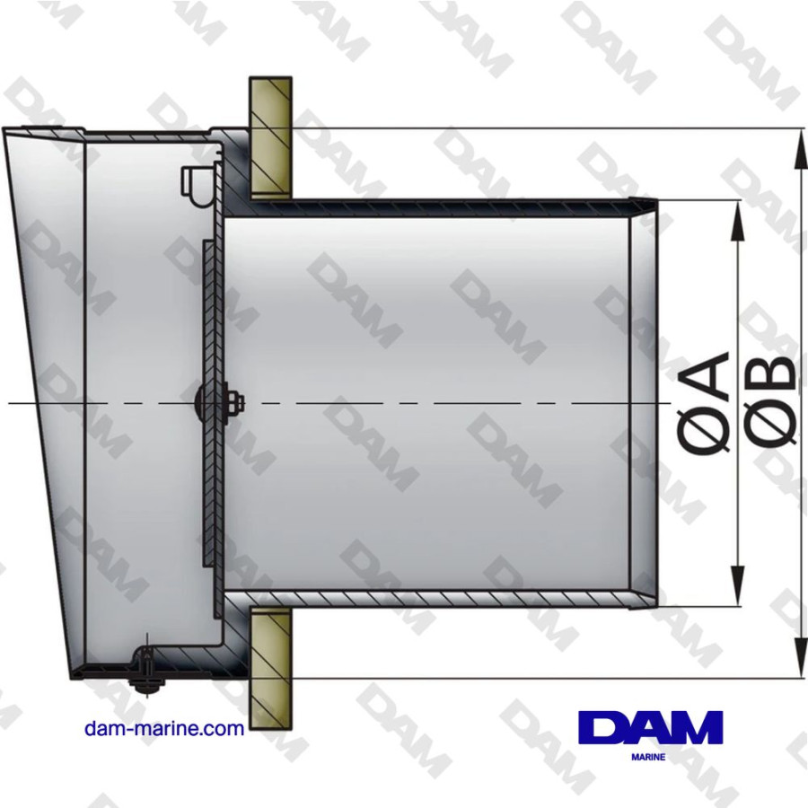 SORTIE D'ECHAPPEMENT SYNTHETIQUE TC100 Ø 102 MM A CLAPET BATTANT