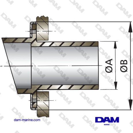 RUBBER EXHAUST OUTLET, Ø 45 MM (CLAMPS EXCLUDED)