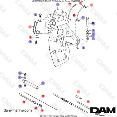 Vue éclatée platine intérieure embase Mercruiser Bravo 2
