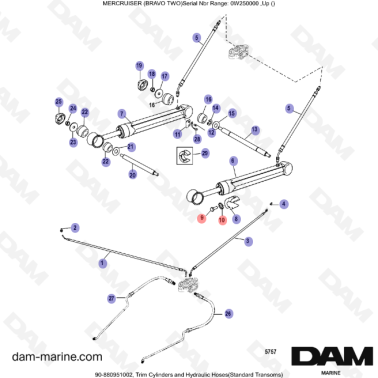 Vue éclatée Verins embase Mercruiser Bravo 2