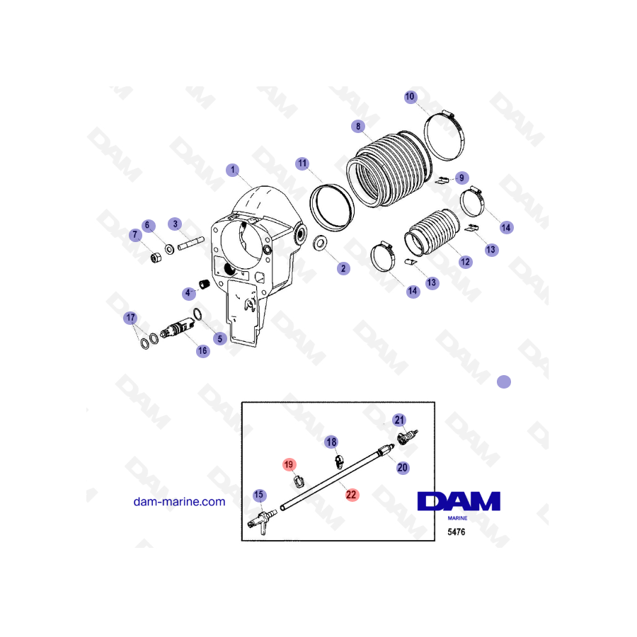 Vue éclatée Bol d'embase Mercruiser Bravo 3