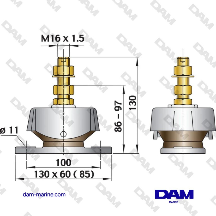 K40A TYPE ENGINE MOUNT (EACH) - SHORE 50
