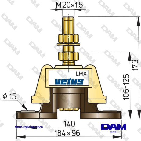 FLEXIBLE ENGINE SUPPORT TYPE LMX140 (EACH) - SHORE 35