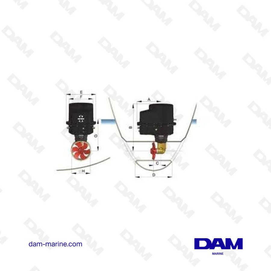 PROPULSEUR D'ÉTRAVE IP65 ANTIDÉFLAGRANT, 160 KGF, 24 V, DIAMÈTRE DE TUYÈRE 250 M