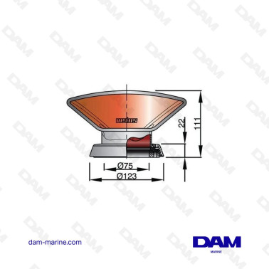 MANCHE A AIR EN ACIER INOXYDABLE AISI 316 TYPE DONALD, INTERIEUR ROUGE