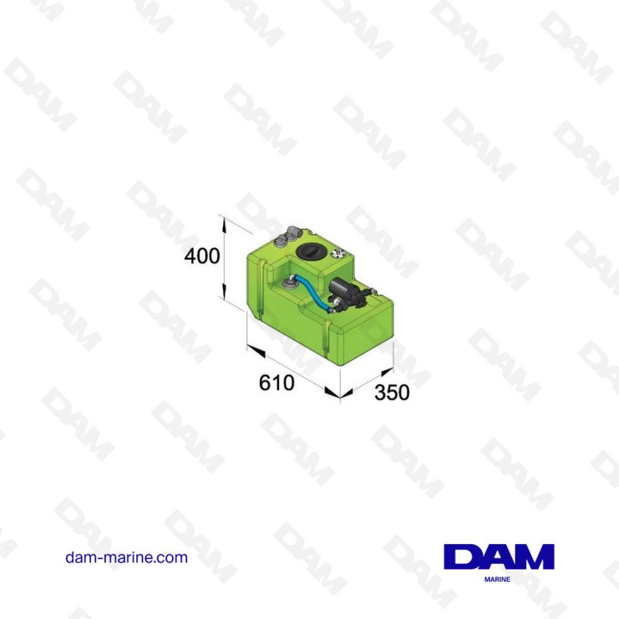 COMPLETE DRINKING WATER TANK SYSTEM, 42L, WITH 13.5L/MIN PUMP