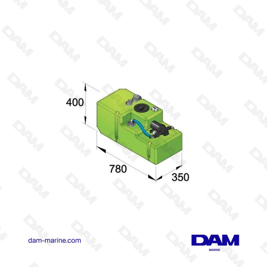 SISTEMA COMPLETO DE TANQUE DE AGUA POTABLE, 61L, CON BOMBA DE 13,5L/MIN