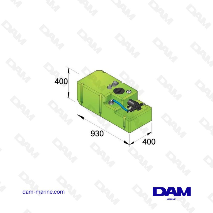 SISTEMA COMPLETO DE TANQUE DE AGUA POTABLE, 88L, CON BOMBA DE 13,5L/MIN