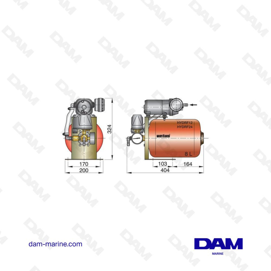 GROUPE 12 VS, CONTENU DU RESERVOIR SOUS PRESSION 8 L, AVEC REGULATEUR DE PRESSIO
