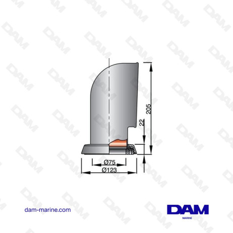 MANCHE A AIR EN ACIER INOXYDABLE AISI 316 TYPE JERRY, INTERIEUR ROUGE