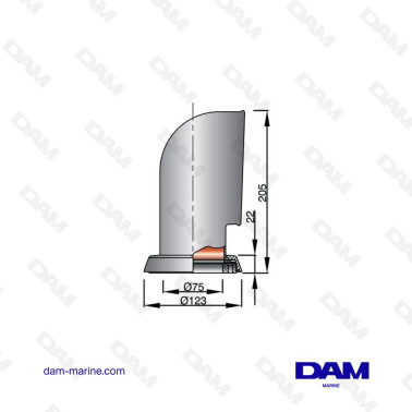 MANCHE A AIR EN ACIER INOXYDABLE AISI 316 TYPE JERRY, INTERIEUR BLANC