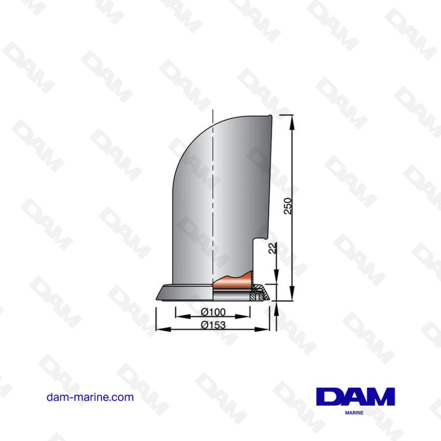 MANCHE A AIR EN ACIER INOXYDABLE AISI 316 TYPE TOM, INTERIEUR BLANC