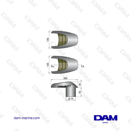 AIREADOR SHELL, MODELO TYPHOON, Ø 75 MM