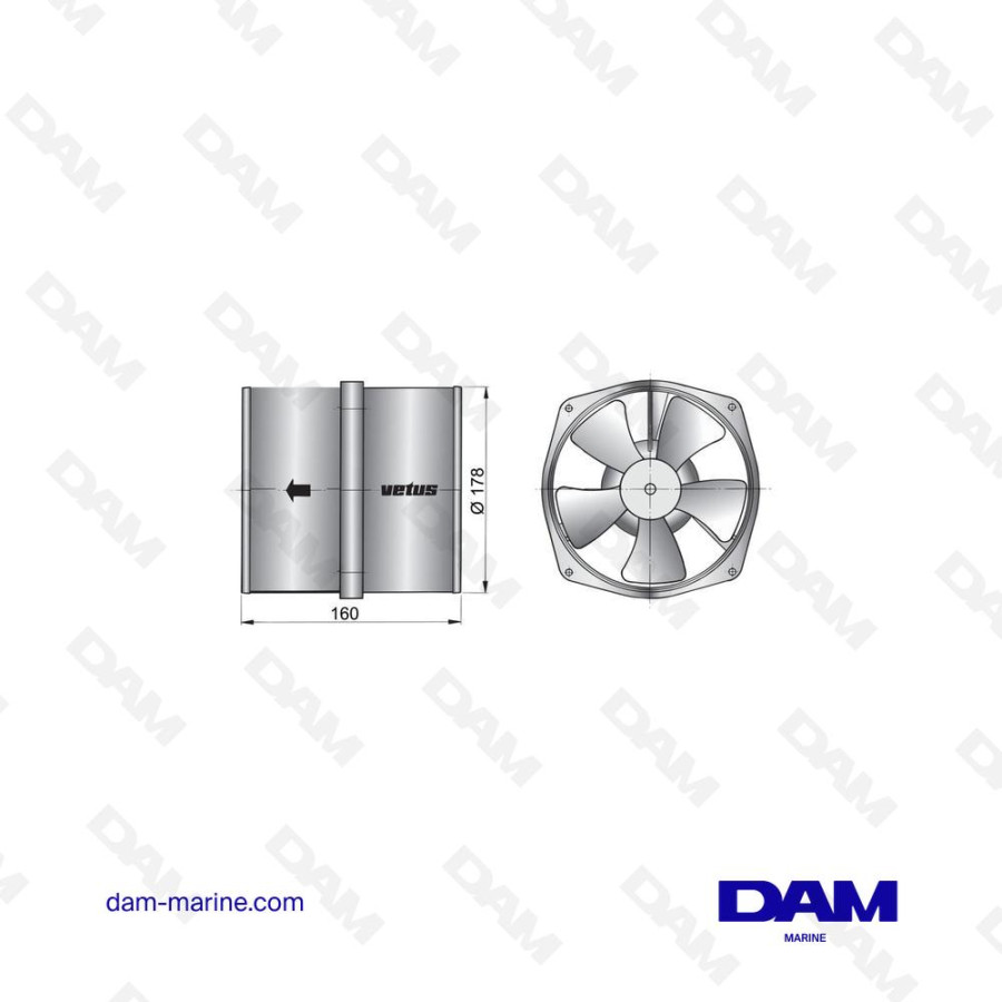 VENTILATEUR-EXTRACTEUR TYPE VENT 12 V, 6 AMP. CAPACITE 12,2M³/MIN.