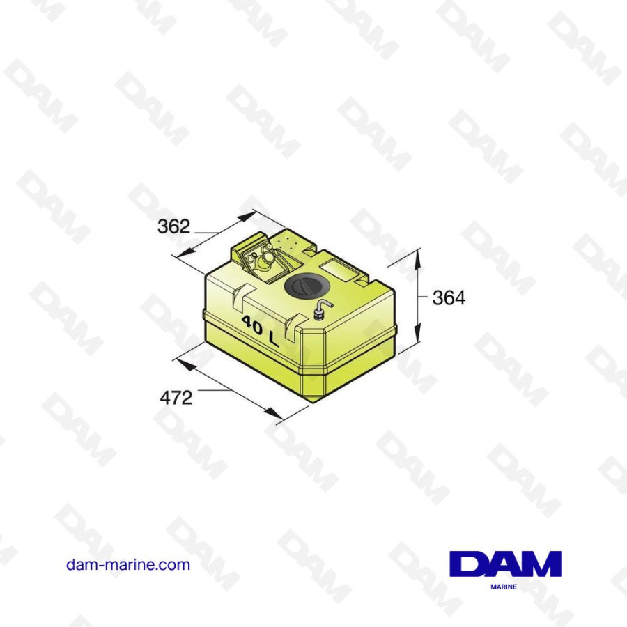 SYNTHETIC DRINKING WATER TANK, 40 L, FITTINGS INCLUDED