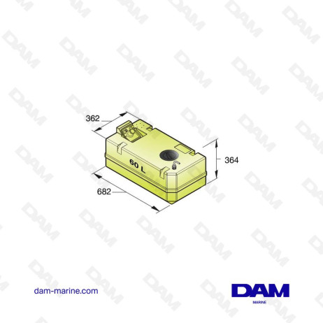 SYNTHETIC DRINKING WATER TANK, 60 L, FITTINGS INCLUDED