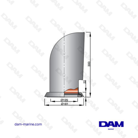 MANCHE A AIR EN ACIER INOXYDABLE AISI 316 TYPE YOGI, INTERIEUR BLANC
