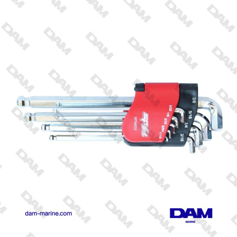 ALLEN KEY SET - SHORT INCH BALL - 9PCS