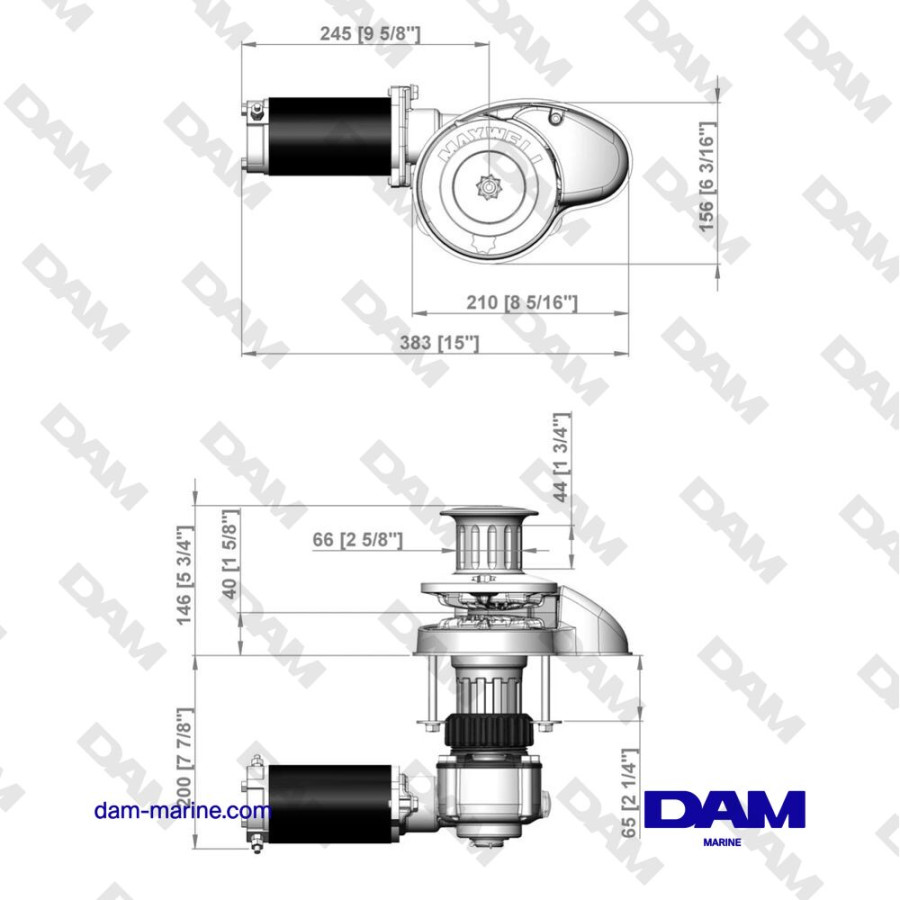 VERTICAL WINDLASS MIXED CHAIN/ROPE RC8-8 - 24V CW - 1000W 165TDC 8MM CHAIN