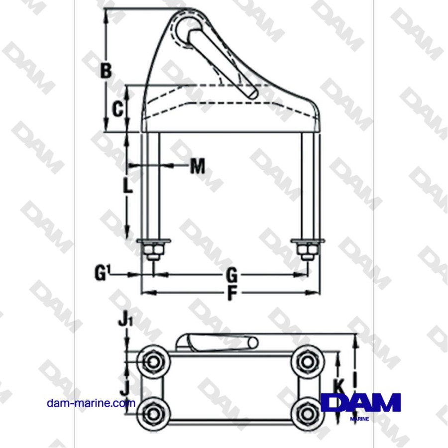 STOPPEUR DE CHAINE À LEVIER CHAINE DE 10-13MM (3/8”-1/2”) SPÉCIAL POUR GUINDEAU