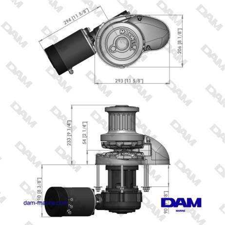 MOLINETE VERTICAL MIXTO CADENA/CUERDA RC12-10 - 24V CW - 190TDC CADENA GYPSY