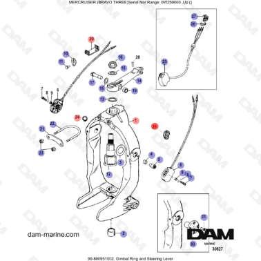 Vue éclatée levier de direction Bravo 3 (III)