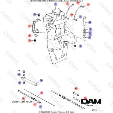 Vue éclatée Platine intérieure Mercruiser Bravo 3 (III)