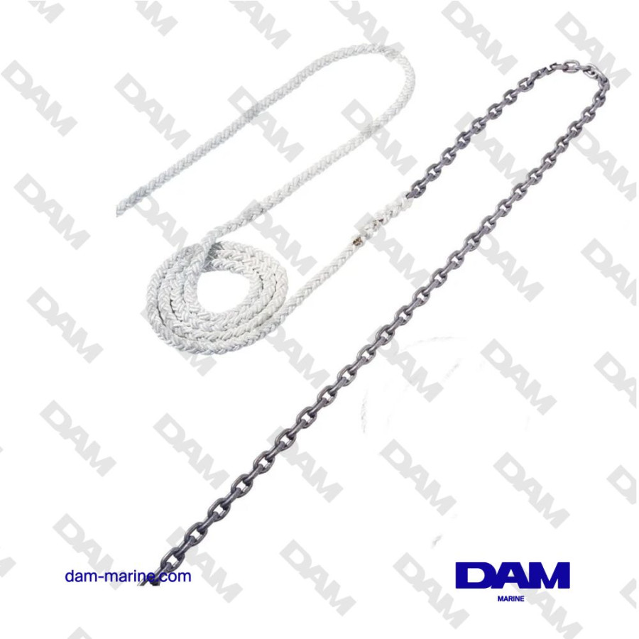 KIT MOUILLAGE 10 M CHAINE 8MM + 100 METRE CORDAGE 14 MM 8 BRINS