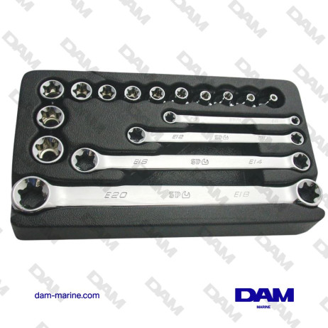 SET DI CHIAVI A BUSSOLA E CHIAVI A BUSSOLA E-TORX 3/8 - 16 PEZZI