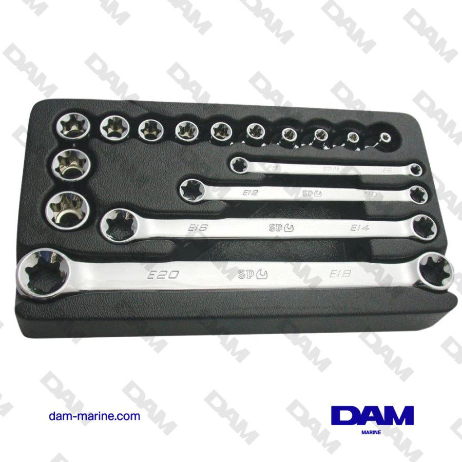 SET DI CHIAVI A BUSSOLA E CHIAVI A BUSSOLA E-TORX 3/8 - 16 PEZZI