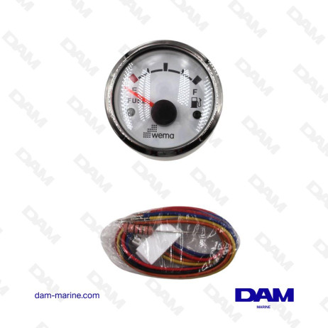 INDICATEUR NIVEAU DE CARBURANT BLANC CHROME - 0-190 OHM