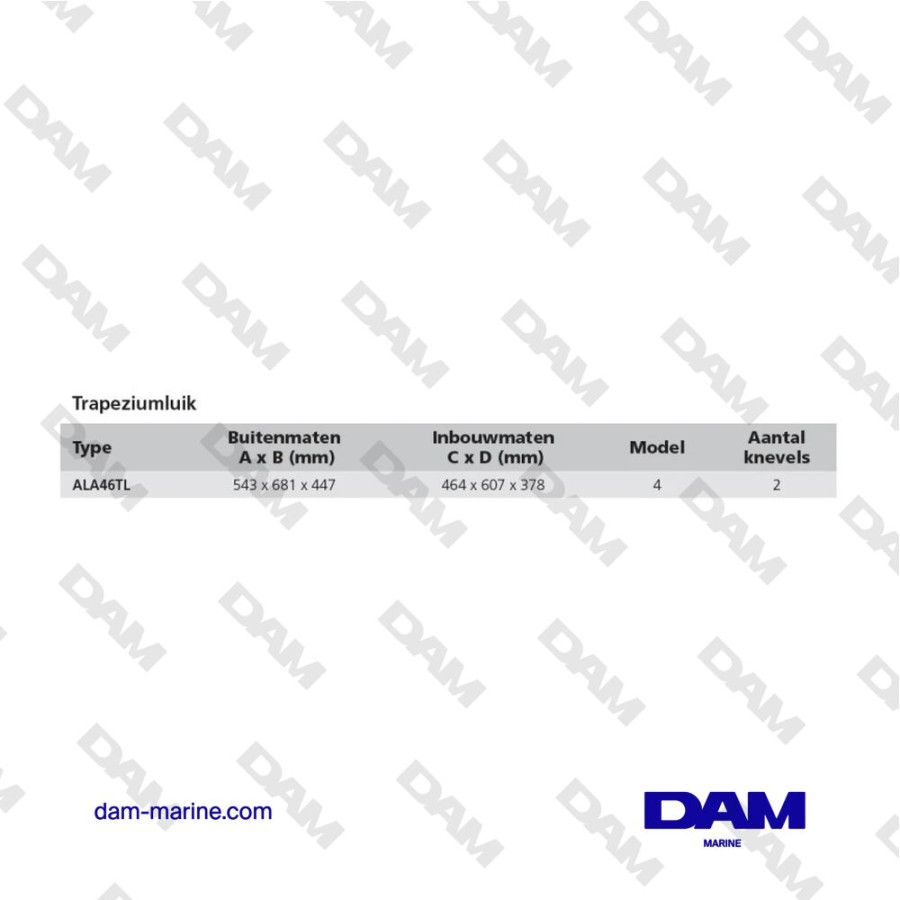 CAPUCHA ALTUS TRAPEZE TYPE 46TL (DIMENSIONES DE RECORTE 464 X 607 X 378 MM)